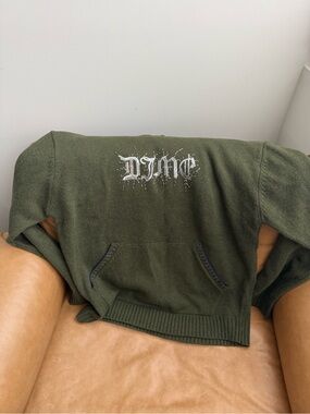 Dime olive green wool knit hoodie